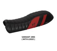 Tappezzeria Italia Rivestimento sella compatibile Moto Guzzi V7 (11-20) modello Davis 6RD (rosso) CON LOGO