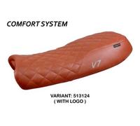Tappezzeria Italia Rivestimento sella compatibile Moto Guzzi V7 modello Davis Vintage comfort system CON LOGO 513124 (mattone)