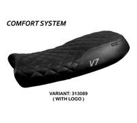 Tappezzeria Italia Rivestimento sella compatibile Moto Guzzi V7 modello Davis Vintage comfort system CON LOGO 313089 (nero)