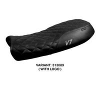 Tappezzeria Italia Rivestimento sella compatibile Moto Guzzi V7 modello Davis Vintage CON LOGO 313089 (nero)
