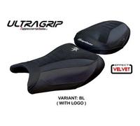 Tappezzeria Italia Rivestimento sella compatibile - Suzuki GSX R 1300 Hayabusa 2021 - 2025 - mod Denia Velvet Ultragrip CON LOGO OR (arancio)