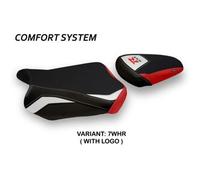 Tappezzeria Italia Rivestimento sella compatibile Suzuki GSX R 600 / 750 (11-20) modello Teheran special color comfort system CON LOGO 7WHR (bianco-rosso)