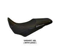 Tappezzeria Italia Rivestimento Sella Compatibile Suzuki V Strom 1000 (14-19) - Modello Palermo 4BL (nero) CON LOGO