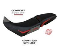 Tappezzeria Italia Rivestimento sella compatibile Triumph Tiger 900 (20-23) modello Dover Comfort System CON LOGO 6GRR (grigio-rosso)
