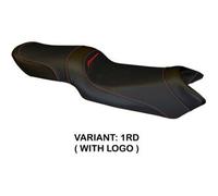 Tappezzeria Italia Rivestimento sella compatibile Yamaha FZ6 Fazer (04-11) modello Ivan total black CON LOGO 1RD (rosso)