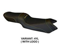 Tappezzeria Italia Rivestimento sella compatibile Yamaha FZ6 Fazer (04-11) modello Ivan total black CON LOGO 4YL (giallo)