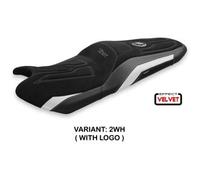 Tappezzeria Italia Rivestimento sella compatibile Yamaha T-Max (17-20) modello Scrutari 2 velvet 2WH (bianco) CON LOGO