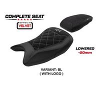 Tappezzeria Italia Sella completa compatibile - BMW S 1000 RR 2019-2025 - mod Varel Velvet - Ribassata CON LOGO RD (rosso)