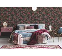 Carta Da Parati Floreale Cuba tessuto non tessuto 10.05 m x 0.53 m Marrone Rosso Nero Prodotto in Germania A.S. Création 380283 38028-3