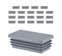 Tappi a Lamelle Rettangolari 100x20 mm in Plastica Grigio - Tappo per Tubo per Mobili e Strutture in Ferro | Inserto Terminale - Set 20 Pezzi - 10x2 cm
