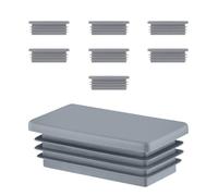Tappi a Lamelle Rettangolari 100x50 mm in Plastica Grigio - Tappo per Tubo per Mobili e Strutture in Ferro | Inserto Terminale - Set 8 Pezzi - 10x5 cm