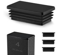 Tappi a Lamelle Rettangolari 100x50 mm in Plastica Nero - Tappo per Tubo per Mobili e Strutture in Ferro | Inserto Terminale - Set 4 Pezzi - 10x5 cm