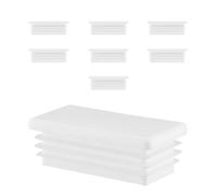 Tappi a Lamelle Rettangolari 40x15 mm in Plastica Bianco - Tappo per Tubo per Mobili e Strutture in Ferro | Inserto Terminale - Set 8 Pezzi - 4x1,5 cm
