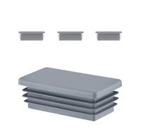 Tappi a Lamelle Rettangolari 60x20 mm in Plastica Grigio - Tappo per Tubo per Mobili e Strutture in Ferro | Inserto Terminale - Set 4 Pezzi - 6x2 cm