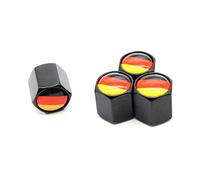 Tappi antipolvere per valvole pneumatici in stile bandiera tedesca Tappi anti-polvere per auto, 4 pezzi/set (Nero)