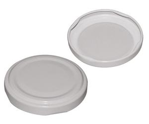 Tappi bianchi tondi in alluminio per vasetti e bottiglie idonei per bolliture e usi alimentari confezione 100 pezzi