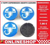 TAPPI COPRIMOZZO ABARTH AZZURRI RESINATI PER CERCHI IN LEGA 4 pezzi