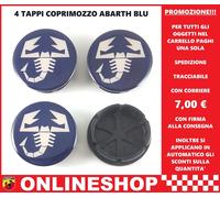 TAPPI COPRIMOZZO ABARTH BLU SCURI RESINATI PER CERCHI IN LEGA 4 pezzi