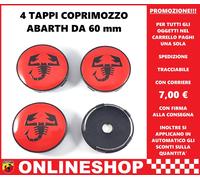 TAPPI COPRIMOZZO ABARTH DIAMETRO 60 mm BORCHIE PER CERCHI IN LEGA 4 pezzi