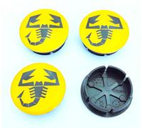 TAPPI COPRIMOZZO ABARTH RESINATI GIALLI 49mm BORCHIE CERCHI IN LEGA 4 pezzi