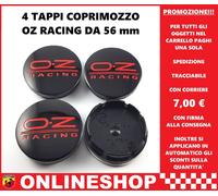 TAPPI COPRIMOZZO OZ RACING DIAMETRO 56 mm IN ABS NERO GRAFICA ROSSA 4 pezzi