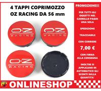 TAPPI COPRIMOZZO OZ RACING DIAMETROA 56 mm IN ABS ROSSO CROMO BORCHIE 4 pezzi