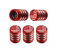 Tappi coprivalvola per pneumatici, 5 pezzi, protezione contro la corrosione, a prova di perdite, bandiera americana, emblema universale per auto, camion, moto, bici, rosso