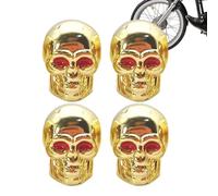 Tappi coprivalvola per pneumatici a forma di teschio, con nucleo in rame, antiruggine, per moto, auto, SUV, camion, decorativi per biciclette, veicoli e avventure all'aria aperta, 4 pezzi