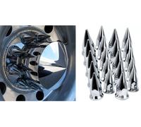 Tappi dado ruota cromati 20 x 33 mm Bullet Spike in plastica per camion...