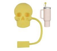Tappi di paglia per bicchieri, in silicone morbido, a prova di perdite | Copertura in silicone a forma di scheletro per bicchieri, bottiglie d'acqua, tazze da viaggio, all'aperto, campeggio