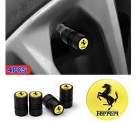 Tappi FERRARI copri valvola per ruota alluminio gomme pneumatici auto 4 Pz. Nero