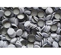 Tappi forati Ø 26 mm con guarnizione in plastica per bottiglie standard utilizzabile, Bianco, 100 Stück Kronkorken
