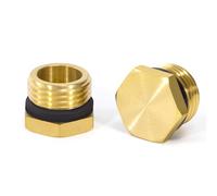 Tappi in Ottone, 2 Pezzi 1/2 Pollici Maschio Filettatura Tappo di Chiusura per Tubo con Gomma, Raccordi Idraulici Esagonale per Lavatrice, Valvola del Radiatore, Rubinetti