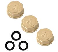 Tappi in Ottone, 3 Pezzi 1 Pollici Femmina Filettatura Tappo di Chiusura per Tubo, Raccordi Idraulici Esagonale per Lavatrice, Valvola del Radiatore, Rubinetti