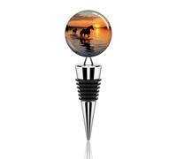 Tappi per bottiglie con tramonti e cavalli sul lago, tappi decorativi per bottiglie di vino rosso in lega di zinco e silicone, per vini e bevande, tici tappi per bottiglie per regali, bar, fest