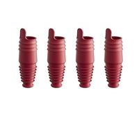 Tappi per bottiglie di vino, 4 pezzi, in silicone, sottovuoto, ripiegabili in senso inverso, con anelli multipli a prova di perdite, per birra, champagne, alcol (rosso)