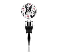 Tappi per bottiglie di vino, Boston Terrier Red Heart Dog Print Bottle Stopper, tappo di vino, riutilizzabile Wine Saver, vino Saver Silicone in lega di zinco
