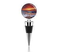 Tappi per bottiglie di vino con acqua di mare, crepuscolo, spiaggia, tramonto, tappi per bottiglie di vino, con lega di zinco, riutilizzabili, a prova di perdite, per feste, mantengono il vino fresco