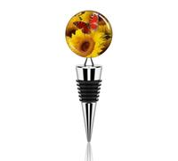 Tappi per bottiglie di vino, girasoli gialli con farfalla rossa stampata in lega di zinco, tappo riutilizzabile per vino rosso, champagne e così via
