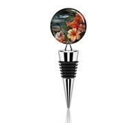 Tappi per bottiglie di vino in lega di zinco con fiori tropicali e decorazioni, in silicone, preservano la freschezza delle bevande, a prova di perdite e riutilizzabili, per champagne e birra