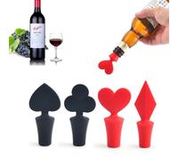 Tappi per Bottiglie di Vino in Silicone, 4 pcs Tappi di Champagne Poker, tappo per bottiglia a poker, Tappo per vino in silicone, accessori per vino carini, per la conservazione di champagne e birra