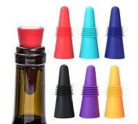 Tappi per Bottiglie di Vino in Silicone, Tappo per Vino in Silicone, 6PCS Tappo per Bottiglia di Vino con Fondo in Acciaio Inossidabile, riutilizzabile, per la conservazione di champagne e birra