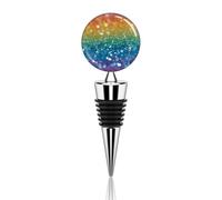 Tappi per bottiglie di vino, tappo di bottiglia con stampa di sfondo arcobaleno glitterato, tappo per vino, riutilizzabile risparmio di vino, silicone in lega di zinco per risparmiare vino