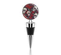Tappi per bottiglie di vino, teschi di zucchero e rose rosse stampa tappo di bottiglia, tappo di vino, riutilizzabile Wine Saver, vino Saver silicone in lega di zinco