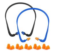 Tappi per orecchi, 2 Pezzi Inserti auricolari con archetto, Tappi riutilizzabili super confortevoli per la riduzione, 25 Db, Protezione dell’udito flessibile, 14x14x1.4 cm, Nero e Blu
