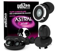 Tappi per Orecchie Antirumore per Viaggiare Dormire Studiare UdiZen Astral -40dB Insonorizzanti - 1 Paio Inserti Auricolari Ergonomici Riutilizzabili Riduzione Rumore SNR 40dB Colore Nero con Custodia