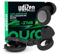 Tappi per Orecchie per Viaggiare Dormire Studiare -27dB Antirumore UdiZen Aura Insonorizzanti - 1 Paio Inserti Auricolari Ergonomici Riutilizzabili Riduzione Rumore SNR 27dB Colore Nero con Custodia