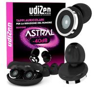 Tappi per Orecchie per Viaggiare Dormire Studiare -40dB Antirumore SNR 40dB | UdiZen Astral Insonorizzanti - 1 Paio Inserti Auricolari Ergonomici Riutilizzabili Riduzione Rumore Colore Nero con Custodia