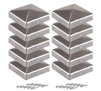 Tappi per pali in metallo, 9 x 9 cm, 10 pezzi, a forma di piramide, per pali in legno, con viti