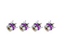 Tappi per valvole delle ruote stile Crown Diamond, 4 pezzi, materiale ABS di alta qualità con anima in rame, vestibilità universale per auto, camion, biciclette, copertura valvola (Viola)